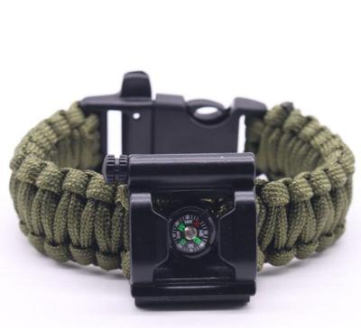 China Outdoor DIY Camping Survival Camping 7 Strand Paracord Woven Bracelet With Bottle Opener Compass Rescue Rope Kit for sale