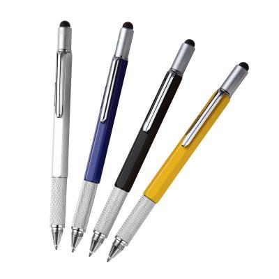 China Pen Aluminum Multifunction Tool Promotional Ballpoint Pen Screwdriver Ruler Spirit Level with a Top and Scale Metal Pen Custom Logo for sale