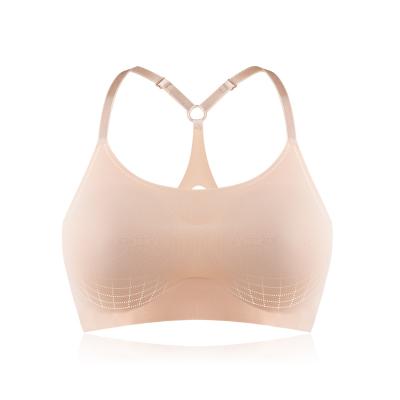 China QUICK DRY Removable Wireless Yoga Sleep Bra Y0224 OEM Padded Bra Custom Laser Cut Bonded Women Customized Size Plain Dyed Wire Free 100pcs for sale