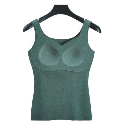 China New Style Underwear High Quality Seamless Breathable Camisoles Invisible Breathable Fixed Cup Thermal Vest Lingerie for sale