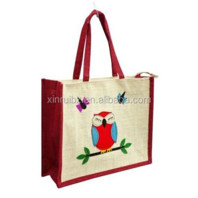 China Factory Supply New Eco-Friendly Design Grocery Tote Bag Natural Eco Friendly Jute Sack Shopping Bag With Logo Printed for sale