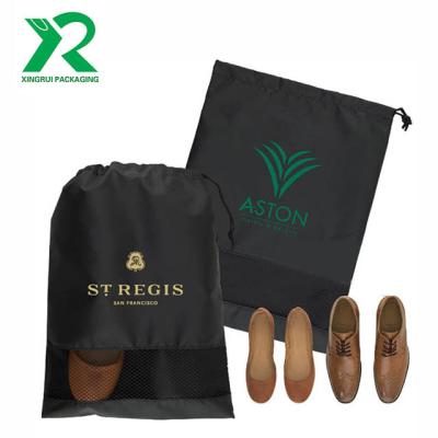 China Durable Durable Custom Printed Promotional Dust Proof Nylon Drawstring Bag Oxford Shoe Bag for sale