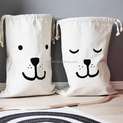 China Hot Selling Durable Eco-friendly Recycled High Quality Washable Cotton Laundry Drawstring Bag With Custom Logo for sale