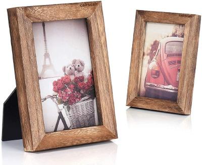 China Photo display on table top OEM 4x6 picture frame photo display for wall table mount display high definition solid wood glass photo view pack of 2 for sale