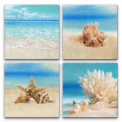 China Modern Set of 4 Wall Arts Seascape Print Picture Beach Paintings for Hotel Home Office Decorative for sale