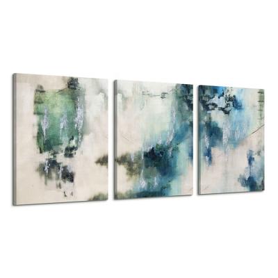 China Modern Abstract Blue Printing Wall Art Print Canvas 3 Set Painting Nordic Wall Decor Picture for sale