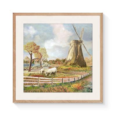 China Wholesale New Classic/Postmodern Landscape View Artwork Prints Picture Windmill Ranch View Wall Decor Painting On Paper For Home Hotel Interior Decor for sale