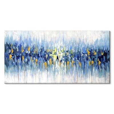 China Abstract Hand Painted Canvas Oil Painting Abstract Drop Blue Water Wall Decoration For Home Office Hotel Ready To Hang for sale