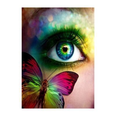 China 24 Hot Selling Diy Diamond Painting Full Color Beads Drills A Pretty Eye With Butterfly Diamond Painting Kits Suitable For Adult Home Decor for sale