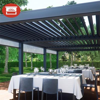 China Modern Patio Sun Shading Waterproof Aluminum Canopy Pergola System With Light for sale