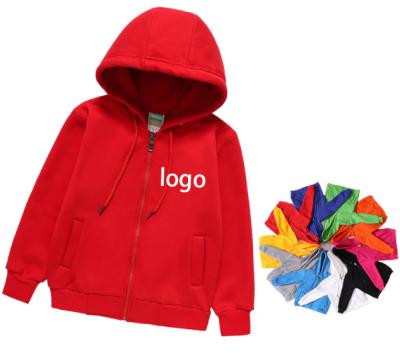 China New casual children's fleece zipper hoodie solid color custom printed LOGO custom children's sports clothes for sale