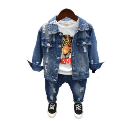 China 2021 Casual and Autumn Boys' Denim Jacket Spring and Autumn Children's Fashion Slim Jacket Set of Children's Clothing for sale