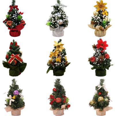 China Plastic Christmas Shop Tree Ornament 20cm Mini Christmas Ornament Desktop Christmas Tree for sale