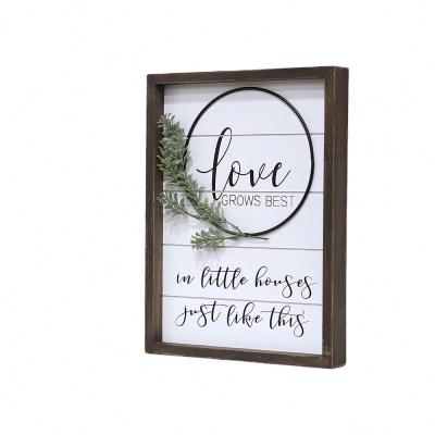 China Wholesale Custom Made Eco-Friendly Fashionable Home Decor Metal Wood Frame Decoration Hanging Wooden Signs Wall for sale