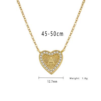 China FASHIONABLE 925 Letter Name Silver Gold Plated Heart Shaped Necklace Europe and America Fashion Clavicle Chain Zirconia Necklace for sale