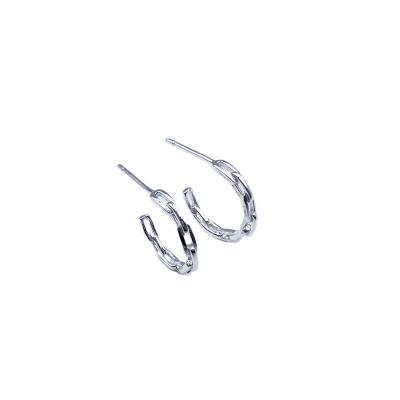 China Wholesale 925 Sterling Silver Customized TRENDY Curved Chain Shaped Single Earrings for sale