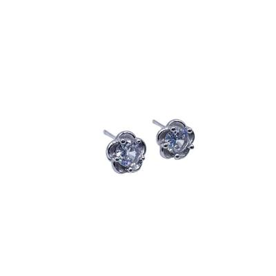 China Wholesale TRENDY Women's Fashion Flower Zirconia Earrings Design 925 Silver Camellia Earrings For Women for sale