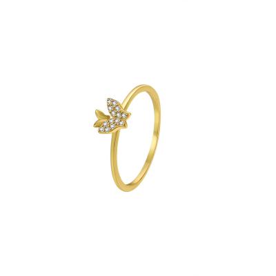 China TRENDY The Size Of Two Butterflies Medium Keeping Wish Simple Fashion 925 Silver Gold Plated Ring With Diamonds for sale