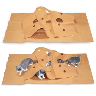 China Wholesale 2021 Viable New Cat Litter Mat Pet Toy Bite Protection Folding Cat Tunnel Mat Cat Toy Training for sale