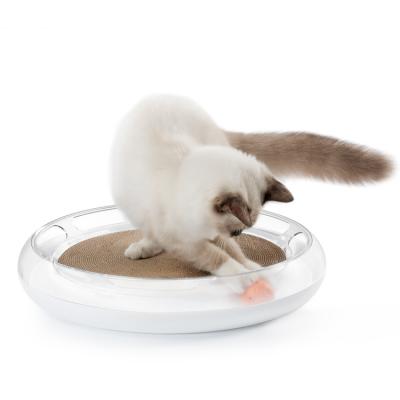 China 2021 New Pet Toys Products Viable Cat Scratcher Board With Circle Catnip Ball And Bell Toy for sale