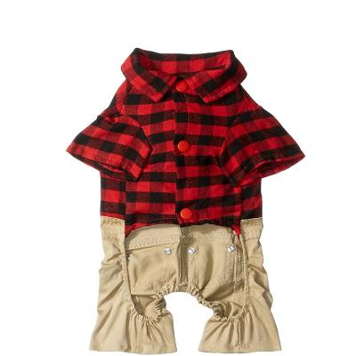 China New Autumn Dog Clothes Four-Legged Sling Clothes Teddy Plaid Pet Supplies Sports Pet Clothes for sale