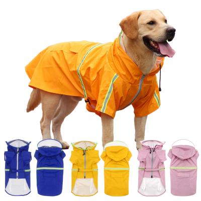 China Stocked Hooded Transparent Pet Clothes Wholesale Pet Raincoat Large Dog Raincoat for sale