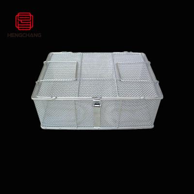 China Sustainable 316 Stainless Steel Surgeries Instrument Basket Recyclable Medical Disinfection Basket for sale