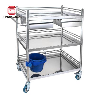 China Modern High Quality Stainless Steel Medical Hospital Waste Trolley Stainless Steel Medical Trolley for sale