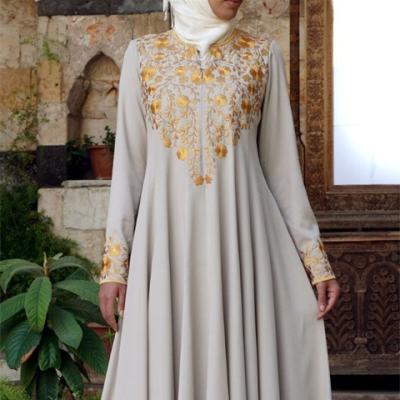 China 2021 Anti-wrinkle Dubai Wholesale Best Selling Arab Chiffon Women Dress Muslim Female Gold Embroidered Yarn Jalabiya for sale