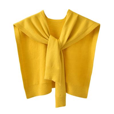 China Simple Korean Design Weave Solid Color Winter Female Blouse Shoulder Collar Scarf Tied Warm Scarf Shawl for sale