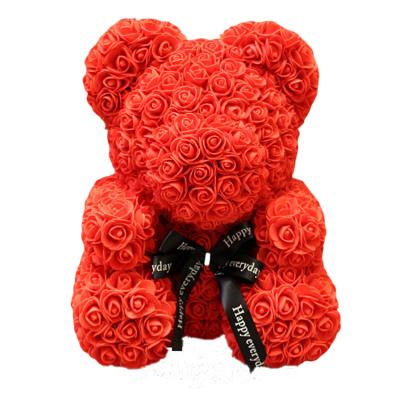 China Valentine's Day Hand Made Wholesale Foam Rose Soap Artificial Flower Teddy Bear for sale