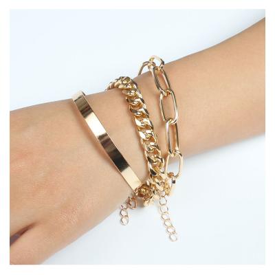 China 2021 New Trendy Charm Bohemian Valentine's Day Gift Wholesale Multilayer Gold Plated Bracelet Bangle Bracelet for sale