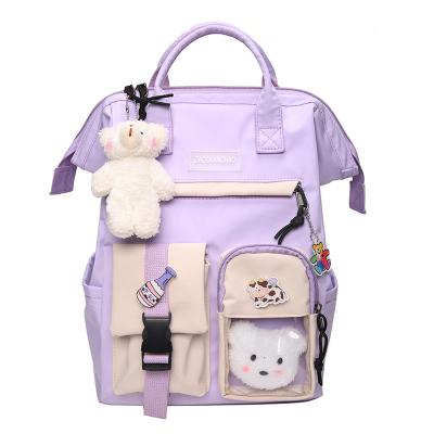 China 2021 Anti Theft Cute Bear School Bag Backpack For Teenagers Candy Color Bags Waterproof Nylon Backpack Female Rucksack for sale