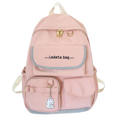 China 2021 New Anti-theft Harajuku Female School Bags College Student Large Capacity Backpack Korean Nylon Students Satchel for sale