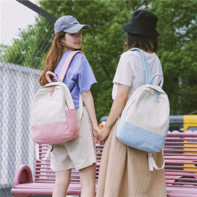 China 2021 Korean Colorful Durable Women Solid Color Backpack Canvas School Bag Anti-theft Simple Cute Simple Waterproof Backpacks for sale