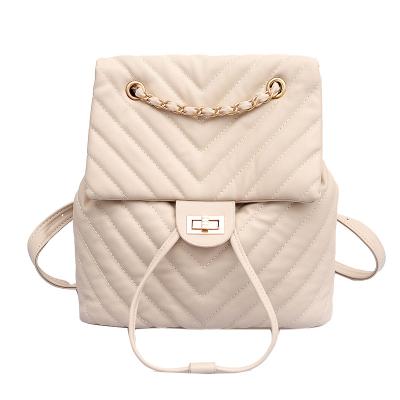 China 2018 High Quality Fashion Drawstring Diamond Quilted Leather Backpack Bag for sale