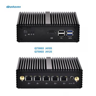 China For Desktop PC Celeron J4125, 5 Qotom Business PC Q750G5 I225-V 2.5G Lan Mini Fanless Ethernet Mini Computer for sale