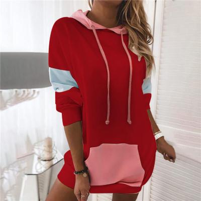 China 2021 Breathable Hot Sale Women's Fashionable Color Block Long Sleeve Long Hoodies For Women Tops Casual Fashion Clothes for sale