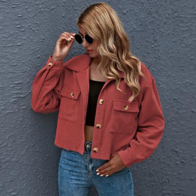 China 2021 Autumn Breathable Clothing For Women Fashion Corduroy Shirt Ladies Jackets Women Clothing Casual Coat for sale