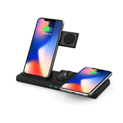 China Radio Charging 4 in 1 15W QI Fast Wireless Charging Dock Phone Station Stand Wireless Charger For Phone Watch Airpods for sale