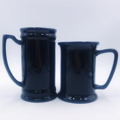 China High Capacity Large Size BLACK Gloss Color Coffee Mug Traditional Beer Mug With Big Handle for sale