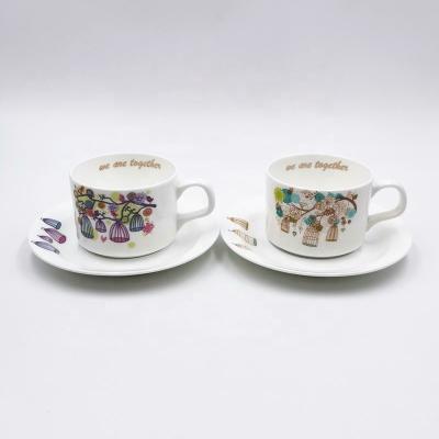 China high quality disposable coffee cup and saucer bone china for sale