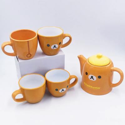 China Modern Home Party Lovely Cute Bear Cartoon Coffee Pot And Coffee Mug Set For Gift for sale