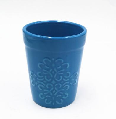 China Disposable CrSimple Embossed Household Ceramic Flowerpot Custom Potted Pot for sale