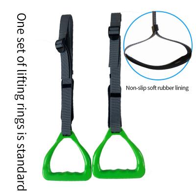 China Outdoor Indoor Fitness Training Equipment Kids Gym Kids Gym Rings Adjustable Portable Child Pull Up Rings Hanging Loop for sale