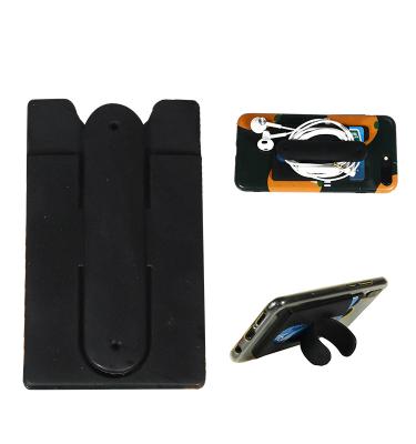 China Credit Card Silicone Card Holder with 3m Adhesive Sticker Phone Stick on Wallet Pocket with Stand for sale