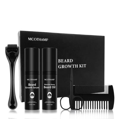 China Hot Selling Premium Beard Growth Kit 2022 Beard Maintenance And Growth Promotion With Beard Roller Private Label Beard Care Kit for sale