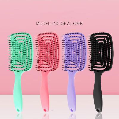 China 2022 New Salon Massage Large Straight Hair Repellent Plastic Fluffy Shape Comb Hollow Back Curved Comb Mosquito Incense Comb for sale