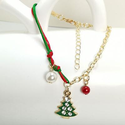 China New FASHIONABLE Handmade Lucky Red Rope Dangle Adjustable Bracelets Women Christmas Tree Woven Snowflake Bangles Pendant Bracelets For Women for sale