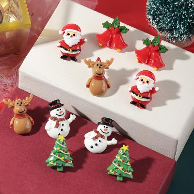 China 2022 Fashionable Lovely Cartoon Resin Santa Elk Christmas Tree Earrings Christmas New Christmas Ornaments for sale